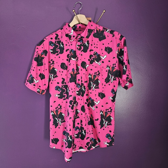 Marvel RSVLTS Pink and Black Nightcrawler Men's Buttondown Shirt - Medium - Picture 1 of 6